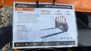 lot 509 image: Unused ARTEER 48 Inch Hydraulic Pallet Forks for Skid Steer Loader