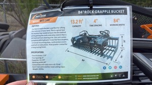 lot 518 image: Unused 84 Inch Rock Grapple Bucket Skid Steer Attachment