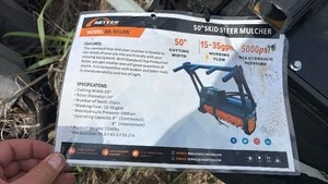 lot 523 image: Unused Arteer Skid Steer Forestry Mulcher Attachment 50 Inch Cutting Width