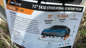 lot 525 image: Unused Arteer RT-72W 72-inch Skid Steer Hydraulic Rotary Tiller