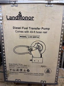 lot 374 image: Unused LandHonor LHR-DFP10 Diesel Fuel Transfer Pump with 49-ft Hose Reel