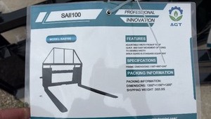 lot 56 image: Unused SAI100 Professional Innovation Pallet Fork Attachment Model for Skid steer