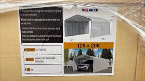 lot 107 image: Unused 12ft x 20ft Steel Carport with Galvanized Frame