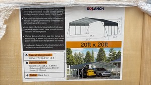 lot 108 image: Unused SDLANCH 20ft x 20ft Steel Carport Shelter