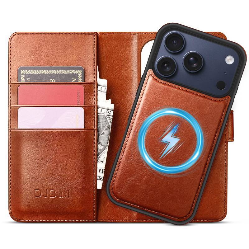 lot 26254 image: 2-in-1 Detachable Wallet Case for iPhone 17 Pro 6.3 RFID Blocking Flip Folio with Card Holder  PU Leather Shockproof Protective Cover Women Men for Apple 17 Pro Phone Case Light Brown - Retail $25