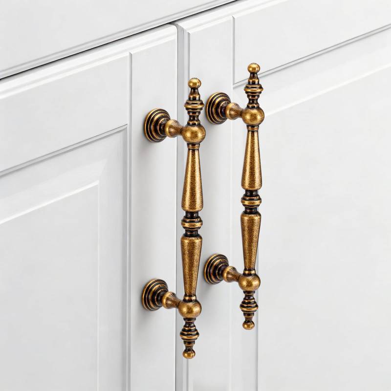 lot 26331 image: 6 Pack Antique Brass Cabinet Pulls 3-34(96 mm) Hole Center Vintage Cabinet Pulls Handles Drawer Handles Closet for Kitchen Bathroom Drawer Dresser Pull Hardware Hole Center - Retail $17