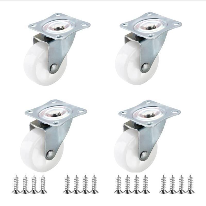 lot 44436 image: Low Profile Casters Wheels for Furniture, Small Swivel Polypropylene Caster with No Noise, 360 Degree Top Plate Caster (Screws Included) (2 White, 4)