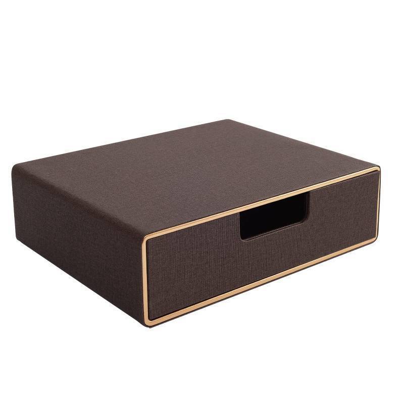 lot 44579 image: Stackable Organizer Drawer Classic Brown Pu Leather Handmade, Organize Home Office Desk Accessories and Sort Letter-Size Papera4 Document, Desk Caddy with Drawers Storage Box,13.1x10x3.7inches - Retail $35