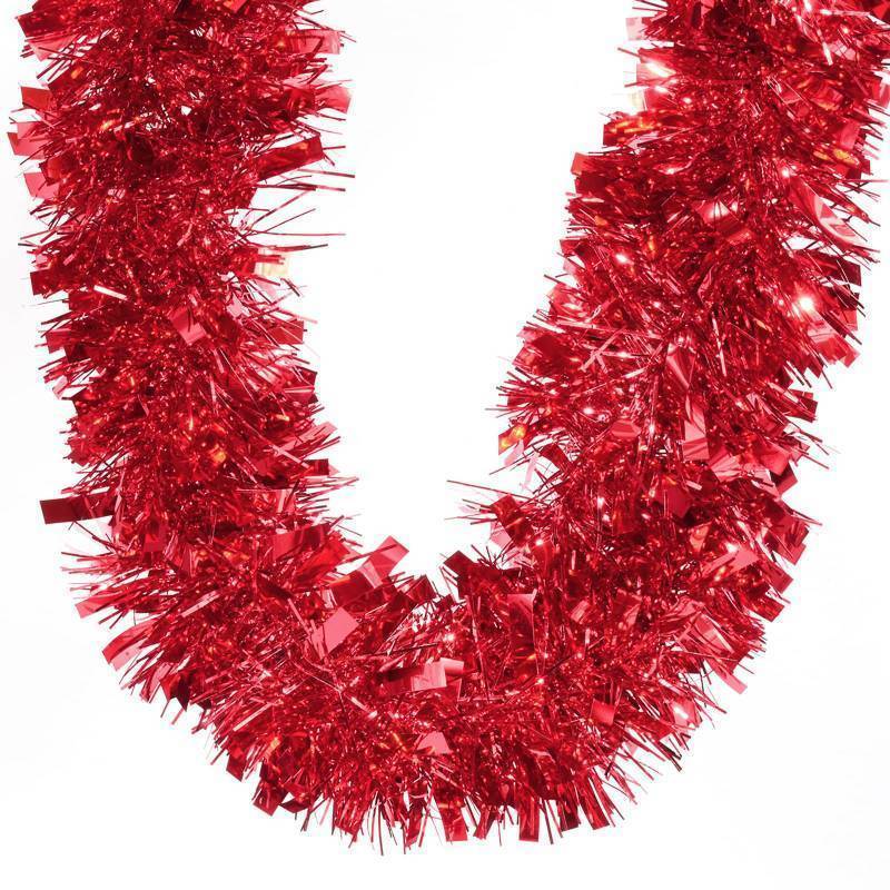 lot 15451 image: 32.8Ft Christmas Tinsel Garland, Red Tinsel Garland for Xmas Tree Decorations Holiday Birthday Wedding Party Supplies