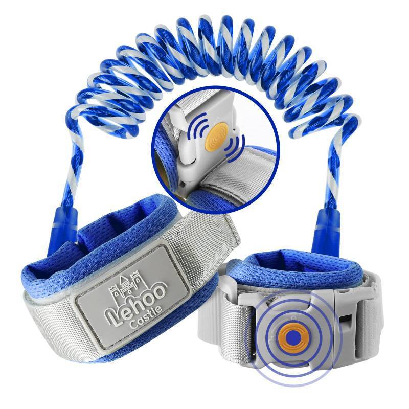 lot 16038 image: Castle Toddler Leash, 4.9ft Kid Leash Wrist with Induction Lock, Anti Lost Wrist Link for Toddlers, Reflective Leash for Kids, Child Leashes for Toddlers (Navy Blue) - Retail $9