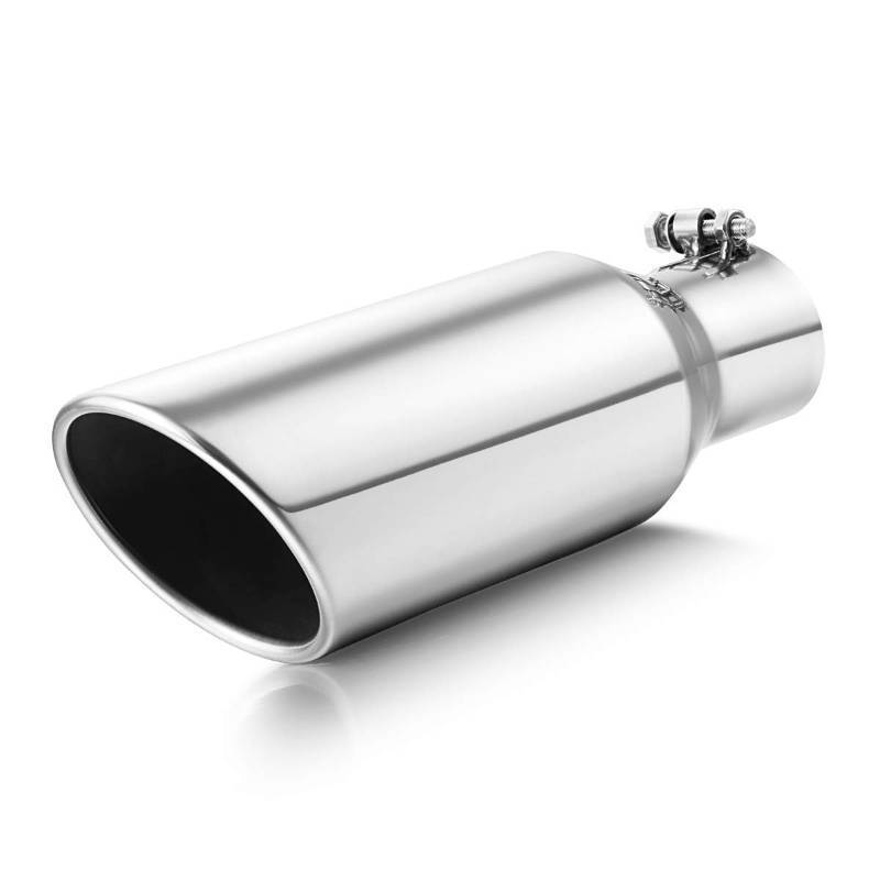 lot 16069 image: Exhaust Tip 2.5 Inch Inlet, 2.5�� Inlet 4�� Outlet 12�� Long Stainless Steel Polished Finish Muffler Tip For Car Tailpipe, Bolt On Design - Retail $26