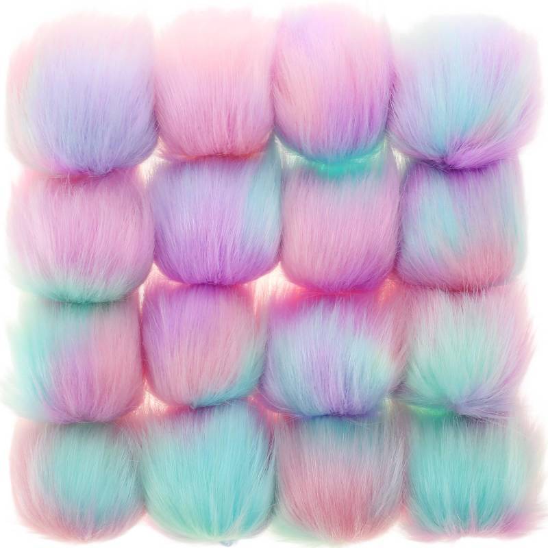 lot 16070 image: 8 Pcs Faux Fur Pom Poms for Hat 4 Inches Large Fluffy Pom Balls for Craft Knitting Beanie Shoe Scarf Bag Pompom Valentine Keychain Charm Winter DIY Accessory (Light Rainbow) - Retail $20