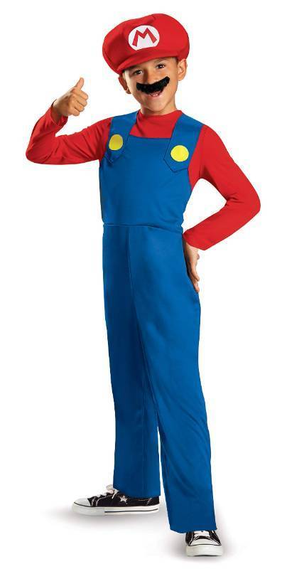 lot 16102 image: Disguise Nintendo Super Mario Costume, Officially Licensed Super Mario Brothers Boys Costume, Classic Child Size Medium (7-8) - Retail $27