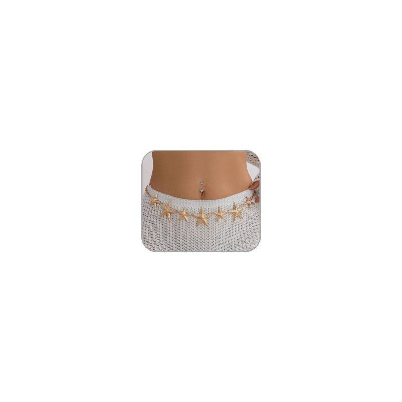 lot 16112 image: Mermaids Starfish Waist Chain Belt for Women Mermaids Gold Starfish Pirate Shell Belly Waterproof Body Chain Mermaid Costume Pirate Accessories - Retail $8