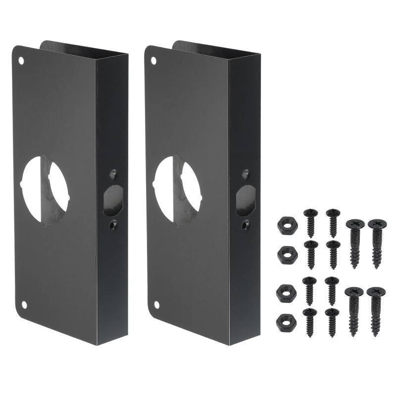 lot 55147 image: Door Reinforcement Plate, 1 Set Doors Reinforce Repair for 1-38 Thick Door 9 Size Door Knob Lock Latch Deadbolt Cover Plate Home Security, Black - Retail $31