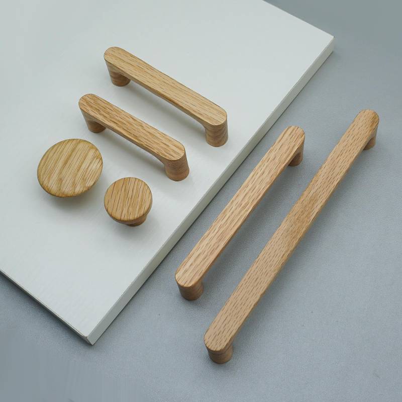 lot 55166 image: 6 Pack White Oak Wood Drawer Pulls Handles Rustic Cabinet Pulls Handles Wood Dresser Knob Kitchen Furniture Hardware (6, 6-516 Hole to Hole) - Retail $40