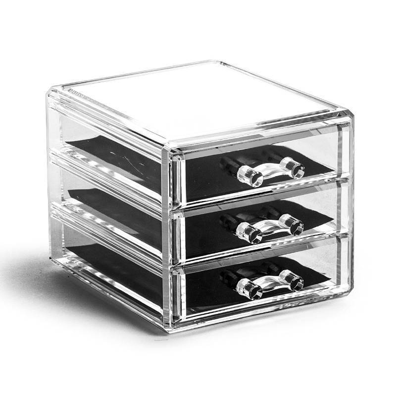 lot 26464 image: BINO THE MANHATTAN SERIES Acrylic Makeup Drawer Organizer- 3 Drawer Small  Clear Beauty Organizers and Storage Cosmetic & Makeup Drawer Home Organization Jewelry & Vanity Accessories Drawer - Retail $15