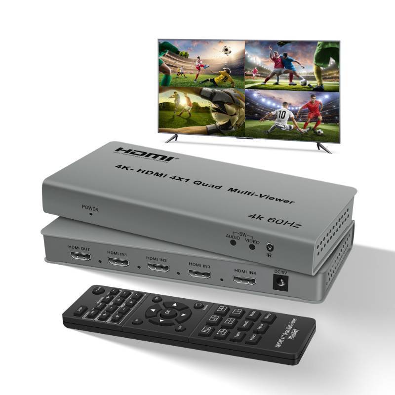 lot 26466 image: 4k60hz HDMI Multi-Viewer Switch with PIP, NEWCARE HDMi Multi-Switcher 4 in 1 Out for Seamless Switch, 4x1 HDMI Multiviewer Supports 8 Viewing Modes, 4k x 2k, 1080P, for Xbox, PS45 - Retail $130