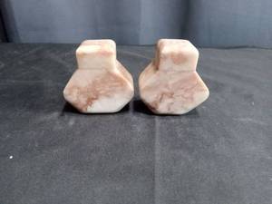 lot 4007 image: Pink Marble Salt and Pepper Shaker Set
