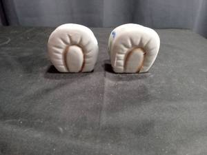 lot 4070 image: White Ceramic Salt and Pepper Shaker Set with Floral Design