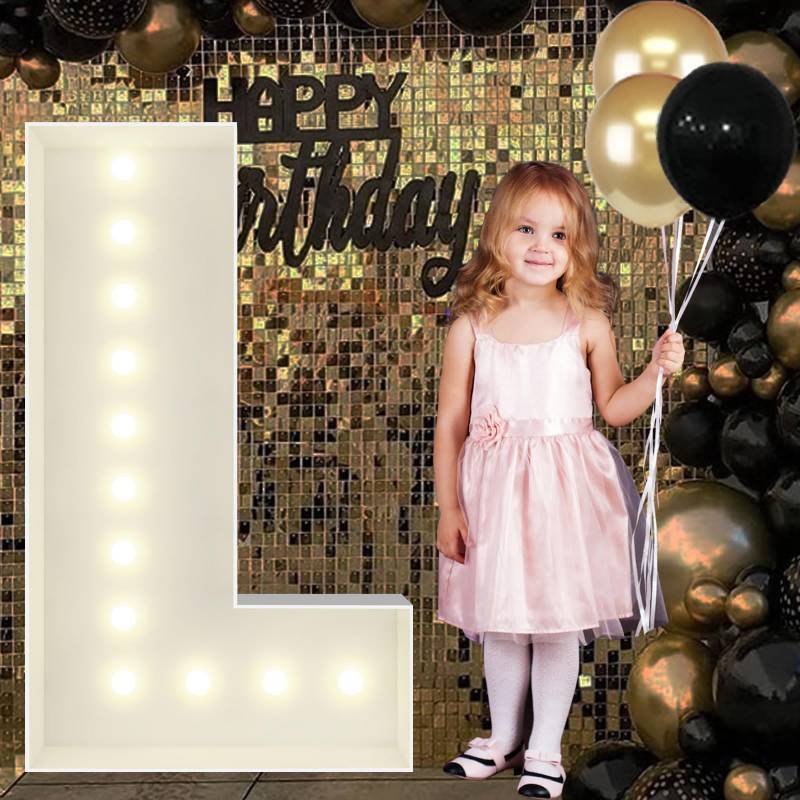 lot 1244 image: 4FT Marquee Light Up Letters L, Big Marquee Letter for Baby Shower Birthday Engagement Wedding Marry Me Party Decor - Retail $29
