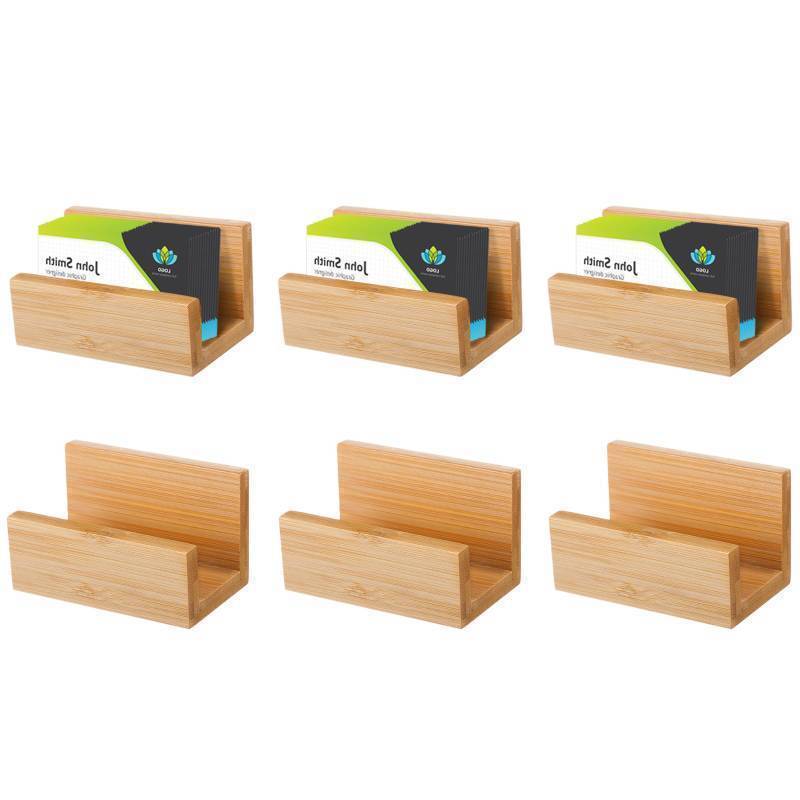 lot 1249 image: 6 Pcs Bamboo Wood Desktop Business Card Holder Business Card Holder Display for Desk Bamboo Business Card Stand Wood Business Card Organizer for Office Tabletop Counter Retail $19.99