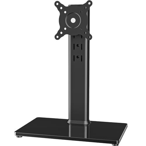 lot 1250 image: Single LCD Computer Monitor Free-Standing Desk Stand Mount Riser for 13 inch to 32 inch screen with Swivel, Height Adjustable, Rotation, Vesa Base Stand Holds One (1) Screen up to 77Lbs(HT05B-001)) Retail $38