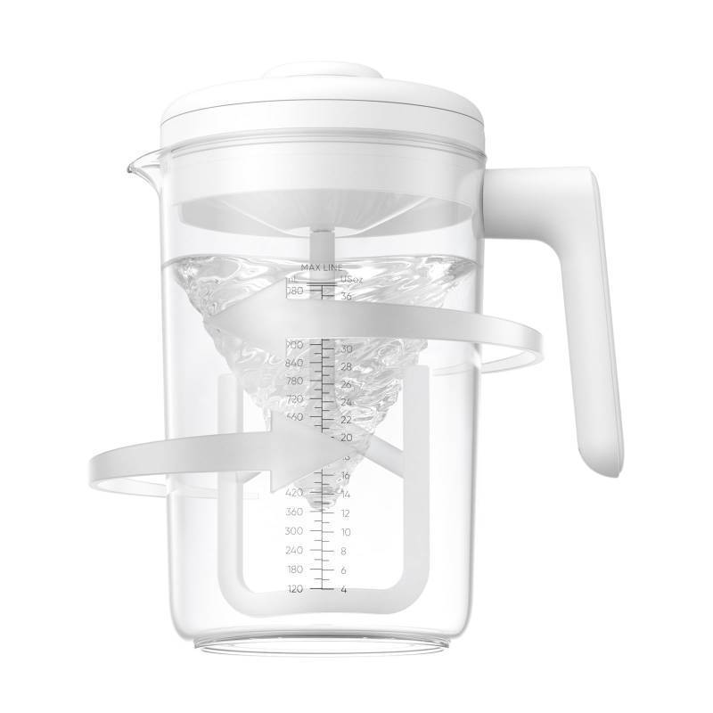 lot 1251 image: Electric Baby Formula Mixing Pitcher, NehNeh Baby Bi-Directional Alternating Stirring  No Air Bubble  No Clumps  No Drip Spout  Spill-Free Lid  Infant Formula Pitcher Mixer 36Oz, BPA Free-White Retail $36