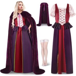 lot 1163 image: Ramede Halloween Witch Sister Costume Set Movie Cosplay Dress Outfit for Women Medieval Velvet Outfit Magical Party(Large) - Retail $39
