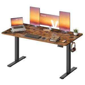 lot 1015 image: Electric Standing Desk, Height Adjustable Desk, Sedentary Reminder, 4 Memory Heights, for Home Office, 77 x 28.5 Inches, Mahogany - Retail $264