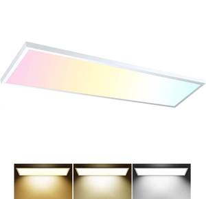 lot 1018 image: AIKVSXER 1PACK 1x4 LED Flat Panel Light Surface Mount LED Ceiling Light, 5500LM 50W TRIAC 10-100% Dimmable, 300040005000k Selectable 4FT Kitchen Ceiling Light Fixtures for GarageLaundry White - Retail $70