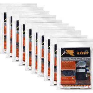 lot 1046 image: 5 Piece Painter Plastic Drop Cloths Sheet,Waterproof Anti-dust Cover,9x12 Feet Disposable Tarp for Painting for CouchFurniture Cover - Retail $14