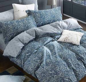 lot 1049 image: SLEEPBELLA Duvet Cover Set 600 Thread Count Cotton Bedding Set (Full, Blue-Paisley) - Retail $47