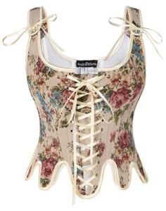 lot 1054 image: Scarlet Darkness Corset Tops for Women Renaissance Corset Floral Lace Up Bodyshaper Bustier Apricot Floral Size 16 - Retail $43