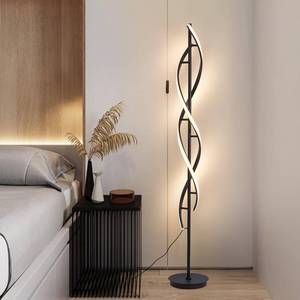 lot 1075 image: Bridgeport D signs Modern Floor Lamp, 40W 3 Colors Stepless Dimmable and Color-Changing Bright Floor Standing Tall Lamp for Living Room,60 Unique Spiral Floor Lamp for Bedroom Office  Black - Retail $147