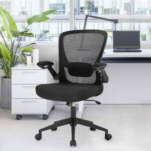 lot 1076 image: True Innocations Offce Chair Ergonomic Desk with Lumbar Support Flip-up Arms, Mesh Mid-Back Adjustable Heigh, Rolling Swivel Task for Office Home (Black) - Retail $195