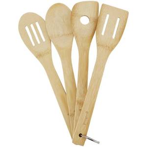 lot 1081 image: GoodCook Ready 4pc Bamboo Tool Set Kitchen Utensil Set, Hand Wash, All Ages, Brown, Includes Spoons - Retail $15