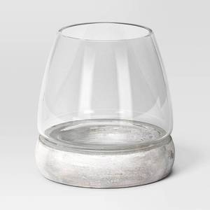lot 1099 image: Small Round Glass with Cement Base Indoor Outdoor Terrarium 5x5 - Threshold�� - Retail $20