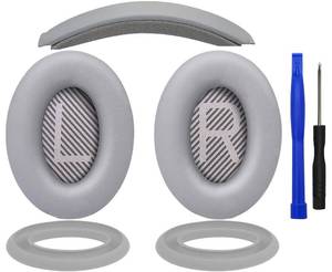 lot 1123 image: SOULWIT Replacement Kit for Bose QuietComfort QC35QC35 ii Over-Ear Headphones, Ear Pads Cushions  Headband  Silicone Earpads Cover Protector - Silver - Retail $32