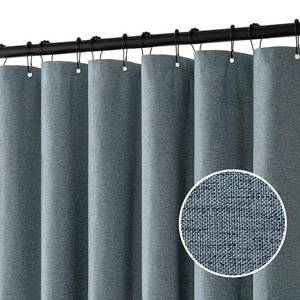 lot 1138 image: MIULEE Extra Long Linen Shower Curtain 84 Inch Long with 12 Metal Hooks Modern Washable Heavy Fabric Shower Curtain Set Waterproof Thick Cloth Shower Curtains for Bathroom Bathtub, 72 x 84, Dusty Blue - Retail $28