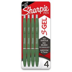 lot 1151 image: Sharpie S-Gel  Gel Pens  Medium Point (0.7mm)  Green Barrel  Black Ink  4 Count - Retail $17
