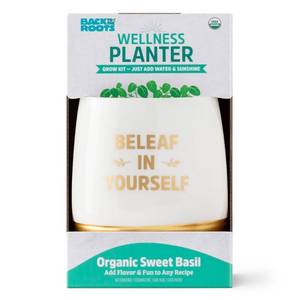 lot 1154 image: A Set of 2 - Back to the Roots Organic Sweet Basil Wellness Planter Grow Kit with Pot Soil and Seeds - Retail $20