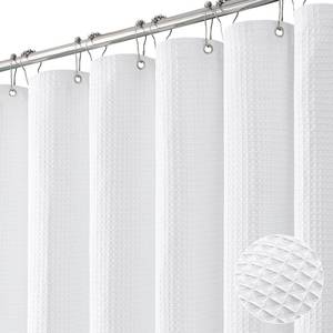 lot 1161 image: Dynamene White Fabric Shower Curtain, Waffle Weave Textured Cloth Shower Curtains for Bathroom, Modern Hotel Luxury Shower Curtain Set, Wrinkle Free, Thin Version, 1 Pack, 72x72, White - Retail $19