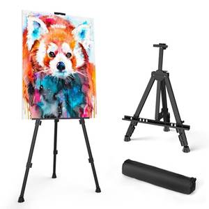 lot 1164 image: Art Painting Artist Easel Stand, Portable Adjustable Aluminum Metal Tripod Display Easel with Bag, Height from 17 to 66 inch for Table-TopFloor Drawing and Displaying, Black - Retail $23