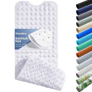 lot 1192 image: Yimobra Long Bath Tub Mat Non-Slip 40x16, Super Strong Suction Cups, Shower Mat with Drain Holes, Machine Washable Bathroom Floor Mat, Bathroom Essentials, White - Retail $12