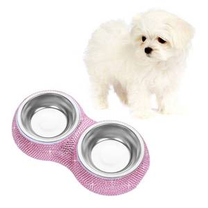 lot 1206 image: Soleebee Bling Finest Crystal Rhinestones Pet FeederPet Bowls for Small Cats Dogs (Pink) - Retail $23