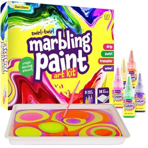 lot 1214 image: Dan&Darci Marbling Paint Art Kit for Kids - Arts & Crafts Gifts for Girls & Boys Ages 6-12 Years Old - Craft Kits Set - Gift Ideas Activities Toys Age 6 7 8 9 10 Year Olds - Marble Painting Sets - Retail $10