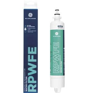 lot 1224 image: GE RPWFE Refrigerator Water Filter, Genuine Replacement Filter, Certified to Reduce Lead, Sulfur, and 50 Other Impurities, Replace Every 6 Months for Best Results, Pack of 1 - Retail $50