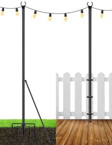 lot 1238 image: LOPANNY String Light Poles - 2 Pack 9.8FT Light Poles for Outside String Lights, Outdoor With Fork, Metal Stand for Patio Deck Backyard - Retail $1,849