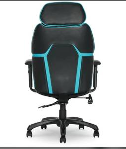 lot 1110 image: DPS Centurion Swivel Gaming Chair-Black wBlue Trim- Pre-assembled - Retail $149